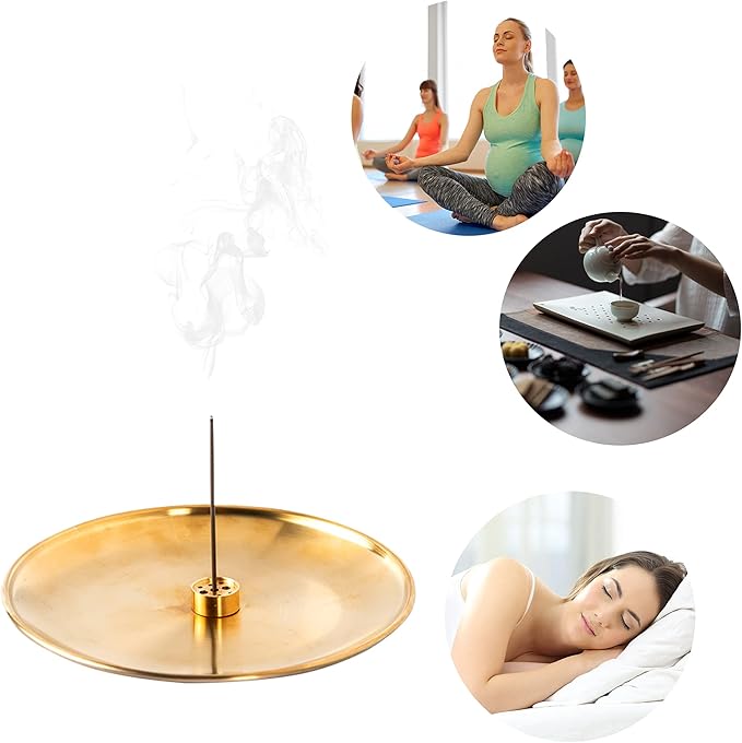 3 in 1 Incense Burner - 6.7 Inch Brass Incense Holder for Incense Sticks/Coil Incense/Incense Cones - Metal Gourd-Shaped Ash Catcher for Meditation Yoga Room Home Decor ZX11M