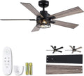 46 Inch Farmhouse Ceiling Fans with Lights and Remote, Black Industrial Caged Rustic Ceiling Fans for Bedroom, Living Room, 6-Speed Reversible Quiet DC Motor, Rustic Design