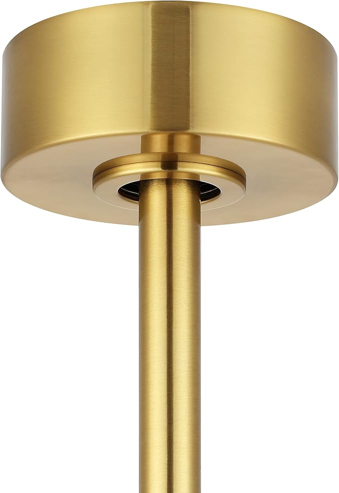 WINGBO 54 Inch DC Ceiling Fan without Lights, 5 Reversible Carved Solid Wood Blades, 6-Speed Noiseless DC Motor, Ceiling Fan No Light with Remote, Brass Finish with White Blades, ETL Listed