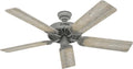 Hunter Original, Outdoor or Indoor, Ceiling Fan, 52 inch, Matte Silver | No Light, Standard Mount, Pull Chain, 5 Blades, For Living Room, Patio, Porch, Garage, 51123
