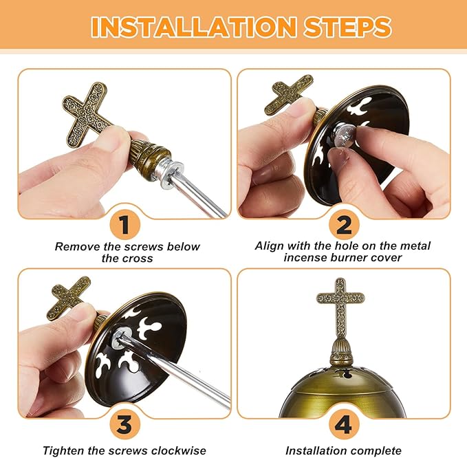 Zonon 1 Set Incense Burner with Tong, Frankincense Charcoal Incense Stand Holder, Ideal for Yoga, Spa, Aromatherapy, Home and Christian Church Censer (Bronze,Retro)