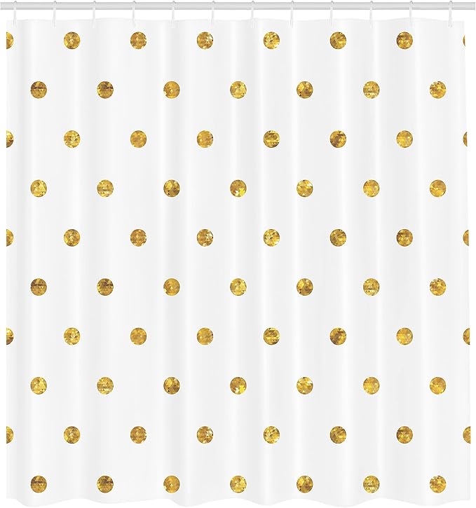 Ambesonne Modern Shower Curtain, Blurry Crystalised Yellow Ombre Geometric Circles Rounds Plain Backdrop Print, Cloth Fabric Bathroom Decor Set with Hooks, 69" W x 84" L, Yellow White