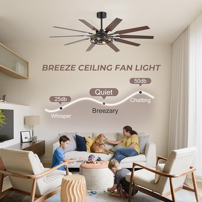 60 Inch Farmhouse Ceiling Fans with Rustic Lights, Caged Ceiling Fans with Remote, Industrial Ceiling Fan with Reversible DC Motor, Antique Downrod Mount Fan with Chandelier for Living Room Bedroom