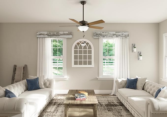 Hunter Swanson, Indoor, Ceiling Fan, with LED Light, 52 inch, New Bronze | Standard Mount, Pull Chain, 5 Blades, For Bedroom, Living Room, Kitchen, 50901