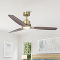 56” Gold Ceiling Fans with Lights and Remote - Modern Outdoor Sleek Luxury Gold Ceiling Fan, 3CCT, 6 Speeds eversible DC Motor for Living Room, Bedroom, Patios, Gazebo, and Indoor Spaces