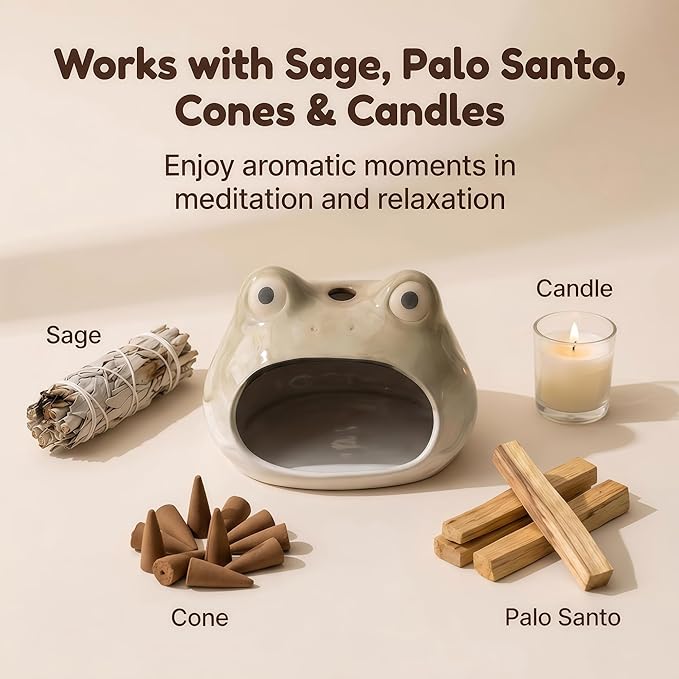 Handmade Ceramic Palo Santo Holder – Suitable for Burning Sage & Palo Santo - Mini Chimenea-Style Burner, an Incense Burner for Spiritual Meditation, Yoga or Home Decoration