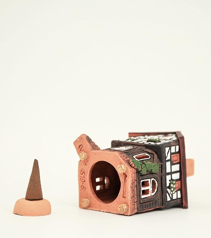 Ceramic Houses and Villages Collection - Handmade House Collectible Miniature of Historic House in Lauterbach Germany - Cone Incense Holder Room Decor Incense Burner S19-6