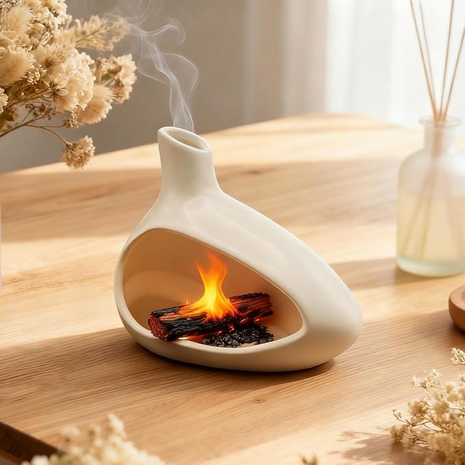 Palo Santo Holder, Ceramic Incense Burner for Sticks Sage Holders Cone Burning Smudge Bowl with Ash Brush for Meditation Yoga Spa Room Decor (White)