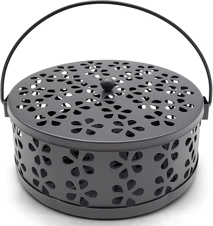 Mosquito Coil Holder, Portable Mosquito Coil Burner, Suitable for Indoor and Outdoor Camping (Black)