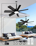 LANMEL Outdoor Gazebo Ceiling Fan with Light and Remote, 28 Inch, Black | Plug-In, IP65 Waterproof, Hanging with Hook, 6 Speed, Reversible, 3CCT, Dimmable, Portable, for Patio,Canopy,Porch,RV, 2 Pack