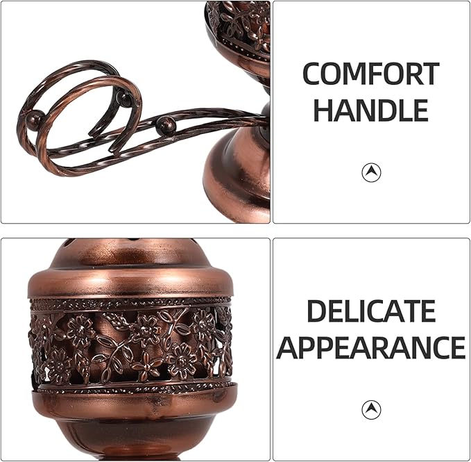 Cabilock Metal Incense Burner Charcoal Holder 6.1 Inch Gold Aromatherapy Censer for Home Yoga Spa Relaxation and Decorative Use