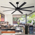 Depuley Black Ceiling Fan without Light: 72 Inch Indoor/Outdoor Fan Reversible DC Motor 6 Speed - Dual 8 Blades Large Ceiling Fans with No Light for Living Room Covered Patio