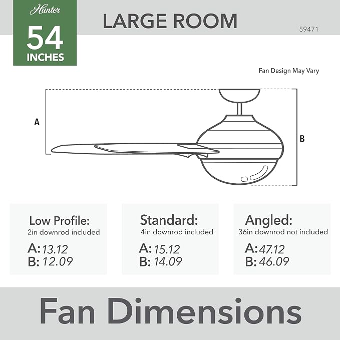Hunter Havoc, Outdoor or Indoor, Ceiling Fan, Quiet, 54 inch, Matte Black