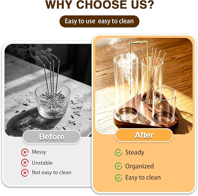 3 in 1 Incense Holder, Incense Burner, Insence-Stick Holder Mess-Free Incense Burner Holder, Ideal for Meditation, Yoga, Relaxation, and Home Decor - Anti-Ash Flying