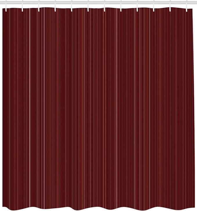 Ambesonne Maroon Shower Curtain, Classical Striped Display with Thin Lines Modern Fashion Repetitive Abstract Pattern, Cloth Fabric Bathroom Decor Set with Hooks, 69" W x 70" L, Maroon
