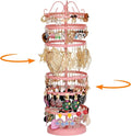 17Dec 6 Tier Rotating Jewelry Organizer Stand, 230 Holes Earring Holder Organizer for Women Girls, Spinning Earring Tree with Ring Holder, Wide Base for Bracelets Watches Lipstick