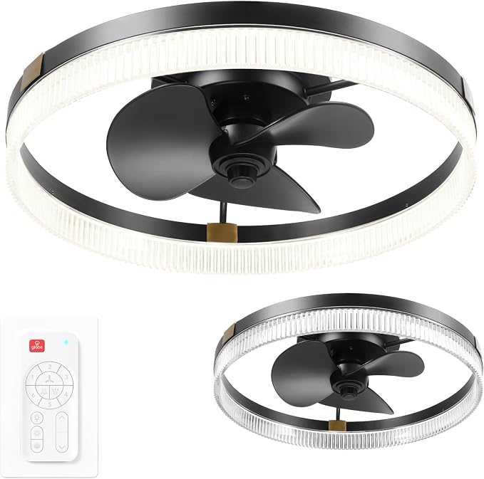 Globe Electric 37000113 20" Ceiling Fan with LED Light, Remote Control, WhisperQuiet DC Motor, 6 Speeds, Matte Black