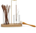 Glass Incense Holder for Sticks, Hang Upside Down Incense Burner with Storage & Ash Catcher, Anti-Ash 2 in 1, Comes with Brush & Greeting Card, Meditation Yoga Home Decor Gift (Light Base)