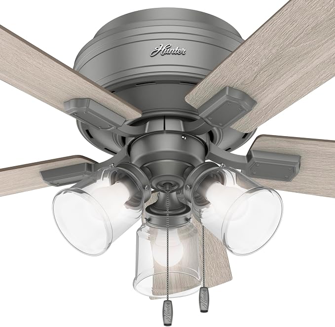 Hunter Crestfield, Indoor, Ceiling Fan, Quiet, 42 inch, Matte Silver