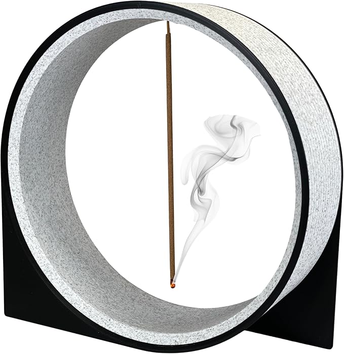 Incense Holder for Sticks with Wooden Ash Catcher, 3D Printed Marble Texture Incense Burner, Relaxation Meditation Yoga Spa Room Bathroom Decor, Lightweight