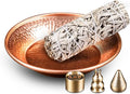 Copper Incense Burner Holder Set - Hammered Copper Bowl Ash Catcher for Altar Use, Jewelry Dish,Rituals, Incense, Smudging, and Decoration