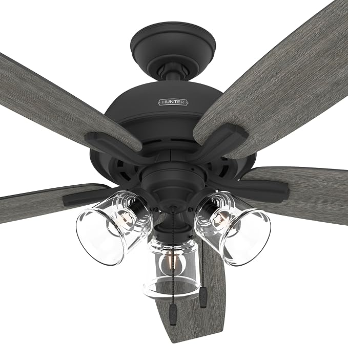 Hunter Dondra, Indoor, Ceiling Fan, with LED Lights, 60 inch, Matte Black