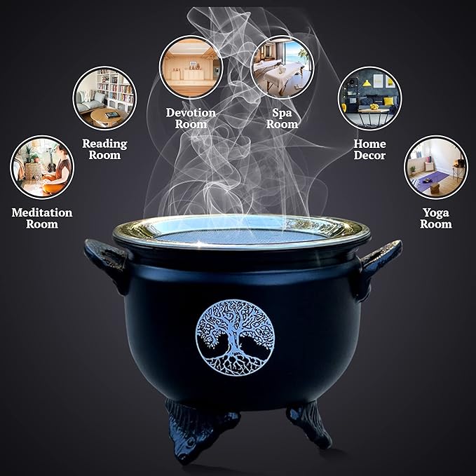 Large Metal Charcoal Incense Burner (Tree of Life)