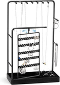 ProCase Jewelry Stand Holder Organizer and Storage, Black (No-Assembly) | Rotating Earring Bracelet Holder Storage, Hanging Jewelry Display Velvet Ring Tray, Teen Girls Birthday Gifts Room Dorm Decor