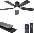 Ohniyou Ceiling Fans with Lights, 42 Inch Low Profile Ceiling Fan with Light and Remote/APP Control, Flush Mount, Dimmable, Quiet DC Motor, Black Small Indoor Ceiling Fan for Bedroom, Kitchen
