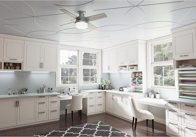 Hunter 44 inch Indoor Ceiling Fan with LED Light and Remote Control - Modern Ceiling Fan, Low Profile Mount, 4 Blades, For Bedroom, Living Room, or Kitchen, Quiet - Dempsey 51757, Matte Silver
