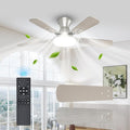 UME 42" Ceiling Fan with Lights & Remote, 6 Blades Low Profile Ceiling Fan, Quiet DC Motor, Natural Wind, 6 Speeds, 3CCT Dimmable 20W LED Modern Ceiling Fan for Bedroom, Living Room, Nickel