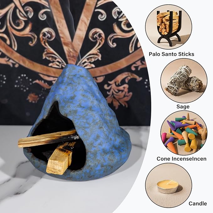 MOUGIGI Palo Santo Incense Holder and Burner - Zongzi Modeling Smudge Bowl | Sage Cone Burner Holder & Chiminea Incense Dish Ideal for Energy Cleansing, Yoga, Meditation,Zen,Altar Decor & Aromatherapy