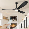 72" Outdoor Ceiling Fans with Lights and Remote Control, Large Ceiling Fan with Lights High CFM Quiet 3 Wood Blade Propeller Outdoor Fan,Propeller Ceiling Fan for Patio,Matte Black