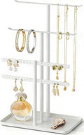 pickpiff White Jewelry Organizer: 12.5" Sturdy Stand for 80 Pcs Jewelry