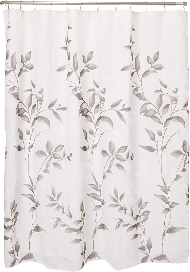 Madison Park Cecily Botanical Modern Shower Curtain, Contemporary Design Water Repellent Shower Curtains for Bathroom, 72 X 72, Grey