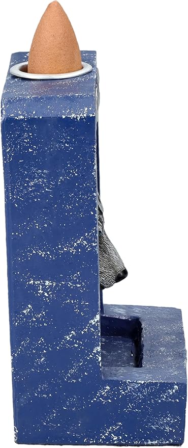 Pacific Giftware 4" Tall Moon Phase Backflow Incense Burner for Spiritual Home Decor, Wolf Figurine