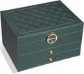 GUOER Jewelry Box for Women Girls, 3 Layers Large Jewelry Organizer(Hunter Green)