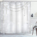 Ambesonne Pearls Shower Curtain, Diamonds Stones and Pearls Hanging Necklace Bridal Wedding Theme Image, Cloth Fabric Bathroom Decor Set with Hooks, 69" W x 75" L, Ivory Grey