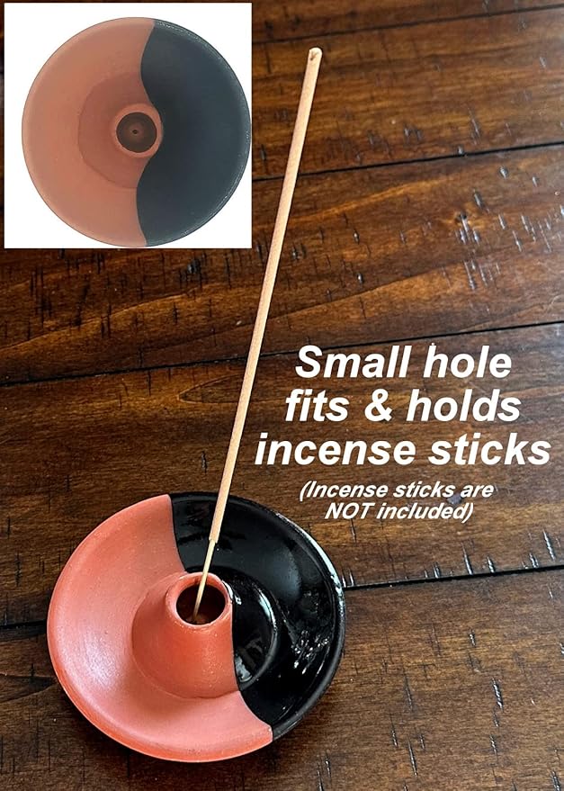Premium Collection Clay Palo Santo Holder (Two-Tone, Black & Clay Holder) and 5 Genuine Palo Santo Sticks Purification Kit Meditation Focus Healing - Sustainably Made in India