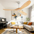 52" Ceiling Fans Without Lights, Solid Wood Ceiling Fan with Remote Control No Light, Modern Ceiling Fan with 3 Blades, Indoor Outdoor Ceiling Fans for Patios, Gazebo(Nature Wood)