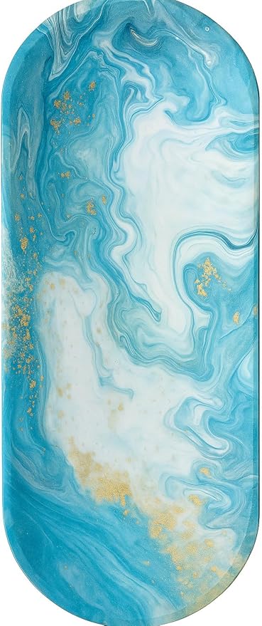 TOSQP27 Handmade Wooden Incense Holder for Sticks – Ocean Wave Resin Art Tray | Handcrafted Ash Catcher for Meditation, Yoga & Aromatherapy | Home Decor Wooden Incense Burner Gift for Adults