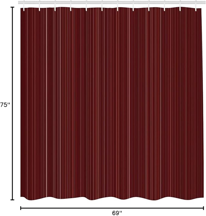 Ambesonne Maroon Shower Curtain, Classical Striped Display with Thin Lines Modern Fashion Repetitive Abstract Pattern, Cloth Fabric Bathroom Decor Set with Hooks, 69" W x 75" L, Maroon