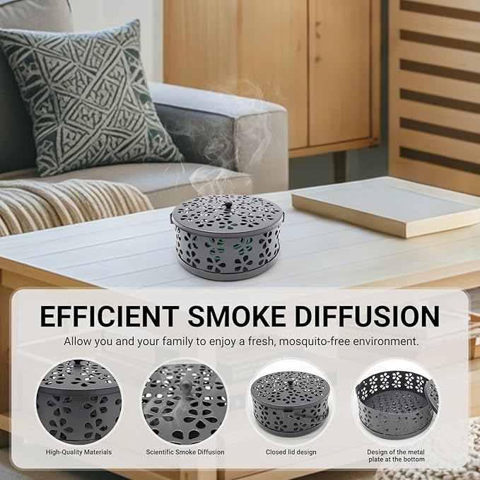 Mosquito Coil Holder, Portable Mosquito Coil Burner, Suitable for Indoor and Outdoor Camping (Black)