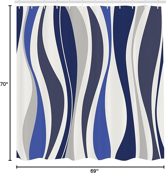 Ambesonne Vintage Shower Curtain, Retro Vibrant Stripes Funky Lines Design Patterns Abstract Print, Cloth Fabric Bathroom Decor Set with Hooks, 69" W x 70" L, Dark Sky