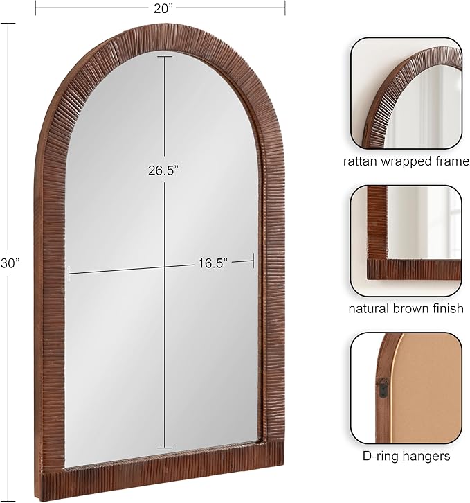Kate and Laurel Rahfy Boho Arch Rattan Mirror