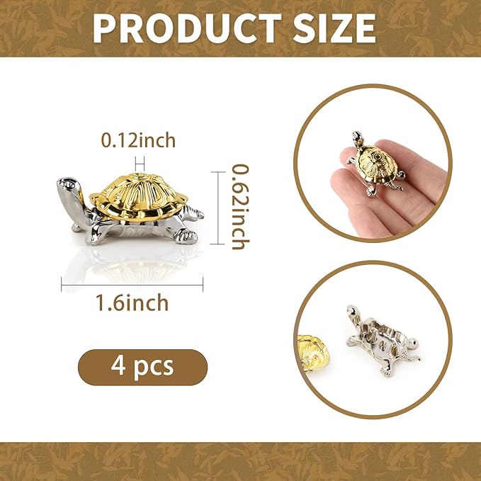 Incense Holder, 4 Pcs Mini Turtle Incense Burner Holder for Joss Stick, Home Office Decoration