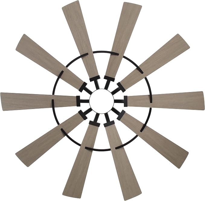 WINGBO 84" Windmill Ceiling Fan with Lights, 3 Downrod, 6-Speed Reversible DC Motor, 3CCT, 10 Blade Indoor Farmhouse DC Ceiling Fans for Kitchen Bedroom Living Room Patio, Matte Black and Grey