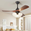 Ceiling Fans with Lights and Remote: 42-Inch Ceiling Fan 3 Blades Flower Low Profile Outdoor - Walnut Ceiling Fans with Remote Control Quiet Reversible DC Motor for Living Room