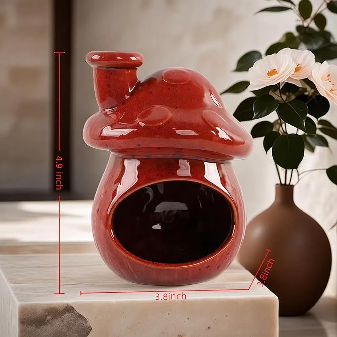 Mushroom Incense Holder, Ceramic Palo Santo Holder – Suitable for Burning Sage & Palo Santo - Mini Chimenea-Style Burner, an Incense Burner for Spiritual Meditation, Yoga or Home Decoration