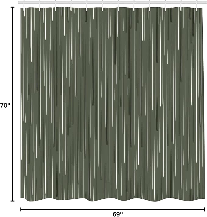 Ambesonne Abstract Shower Curtain, Abstract Rain Water Droplets Falling Out of The Sky Winter Inspired Art, Cloth Fabric Bathroom Decor Set with Hooks, 69" W x 70" L, Army Green